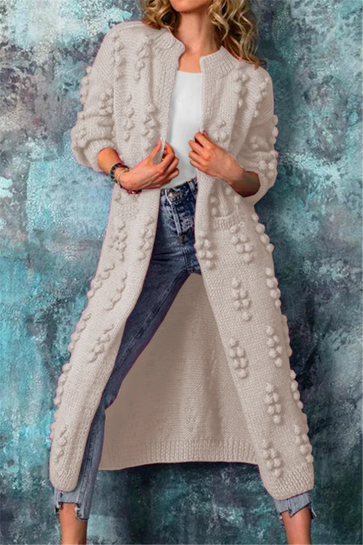 Women’s Long Knit Open Front Textured Cardigan