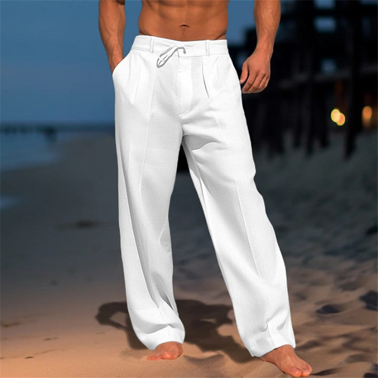 Pantalones relajados de hombre con cordón para primavera