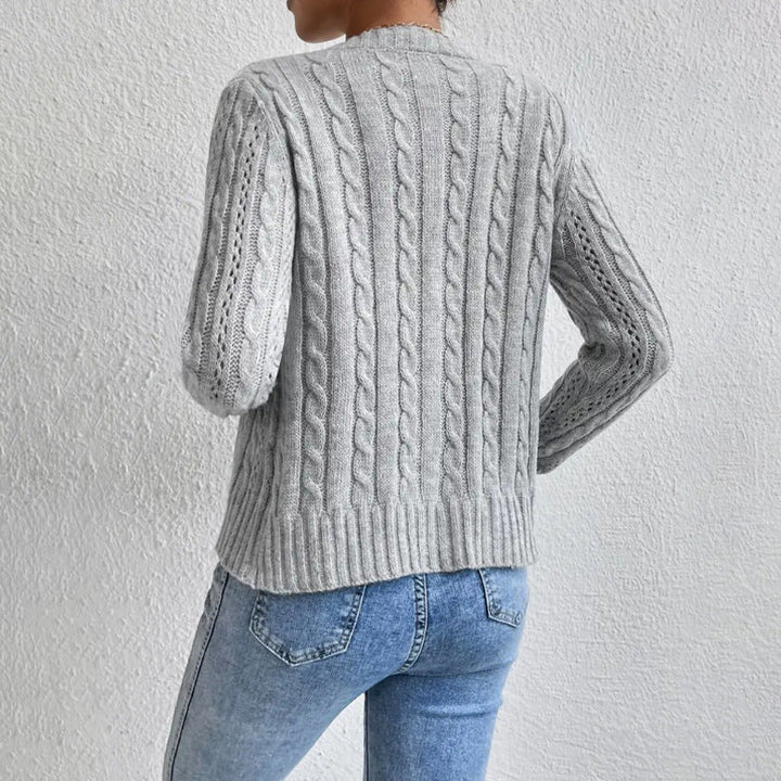 Warm Cable Knit Cardigan with Buttons for Women