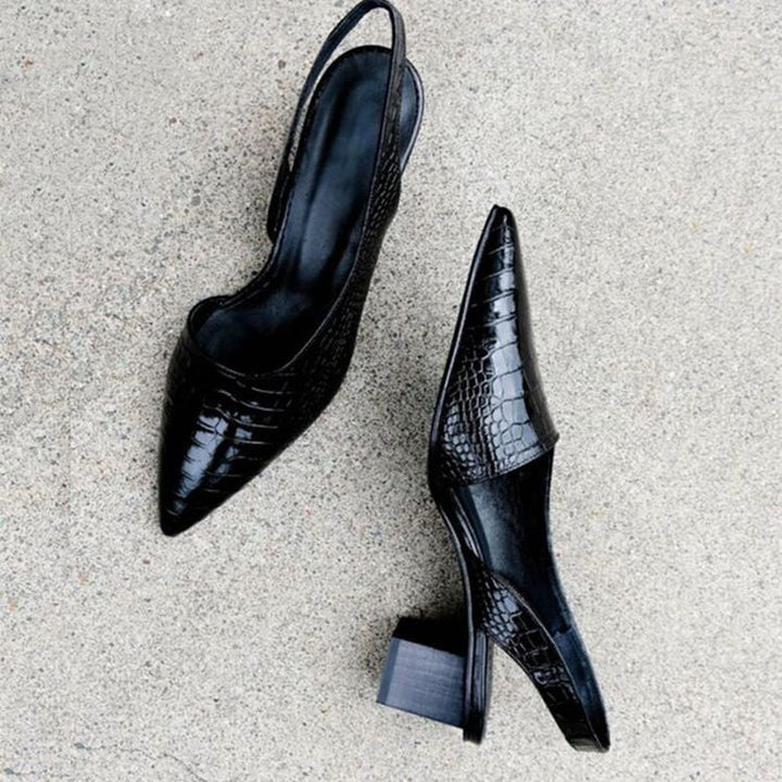 Elegant Croc Pointed Orthopedic Heels