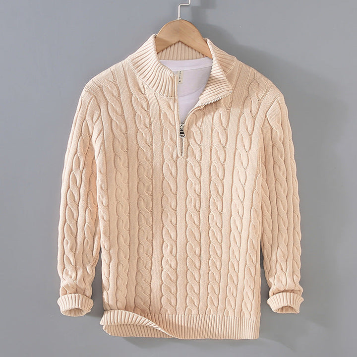 Men’s Half-Zip Pullover with Cable Pattern