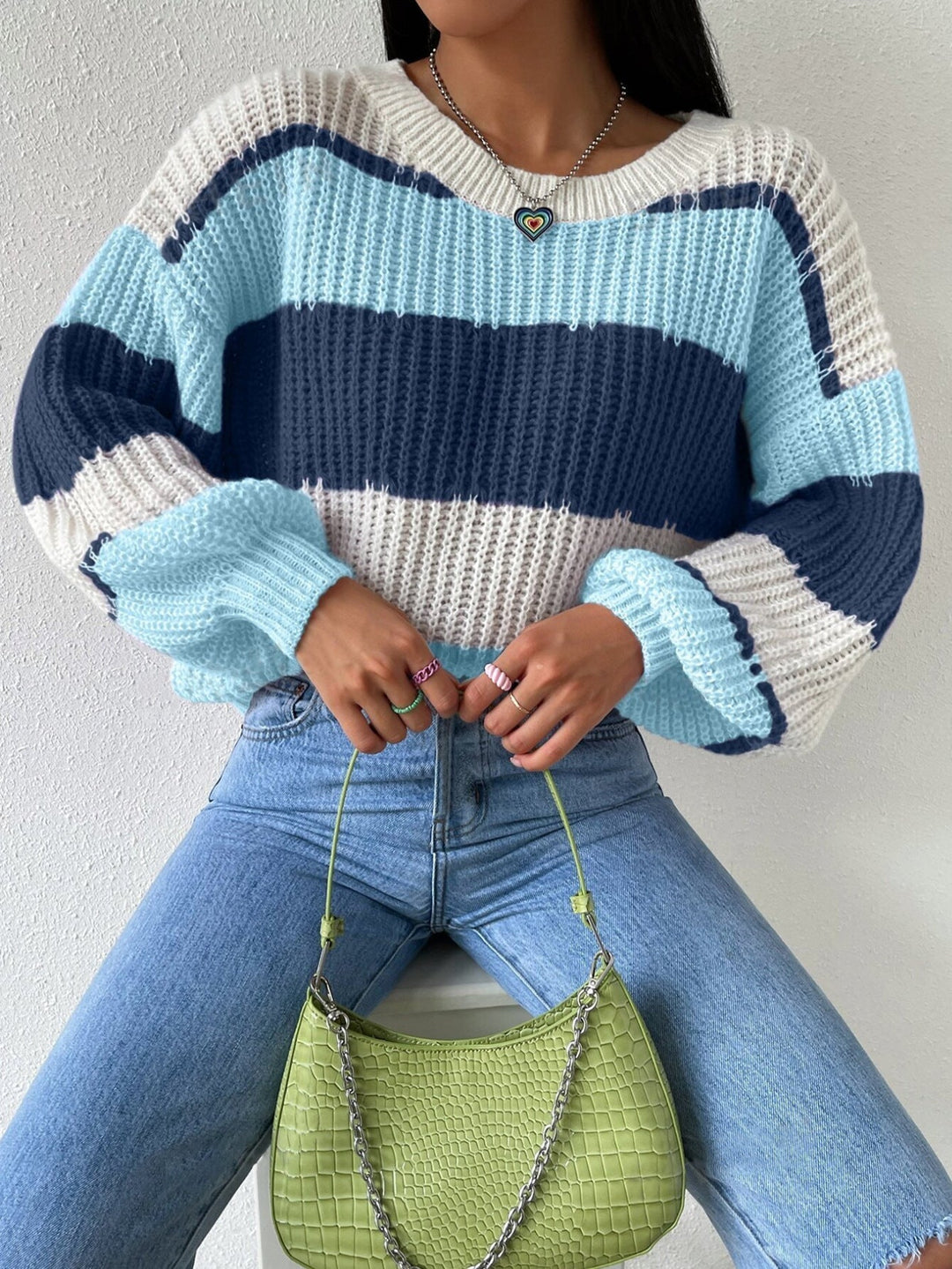 Women’s Striped Knit Pullover Sweater