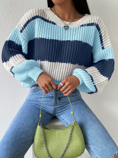 Women’s Striped Knit Pullover Sweater