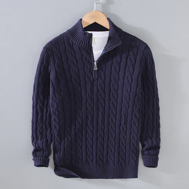 Men’s Half-Zip Pullover with Cable Pattern