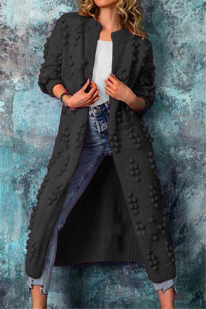 Women’s Long Knit Open Front Textured Cardigan