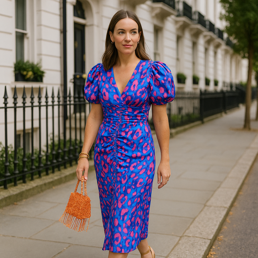 Oranit | Pleated Sleeve Colourful Dress