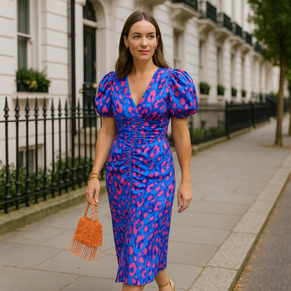 Oranit | Pleated Sleeve Colourful Dress