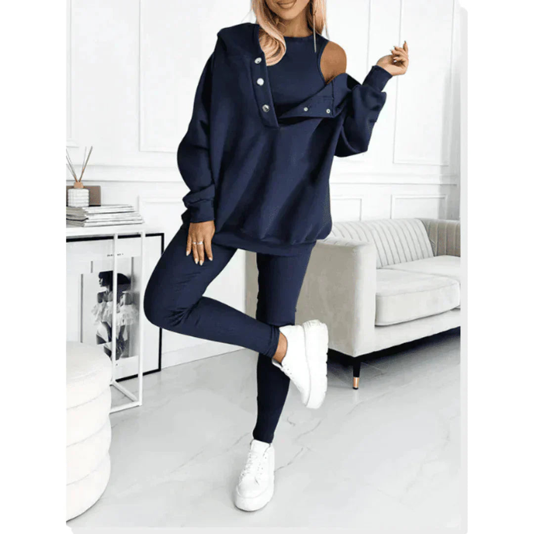 Conjunto de invierno de tres piezas de moda para mujer