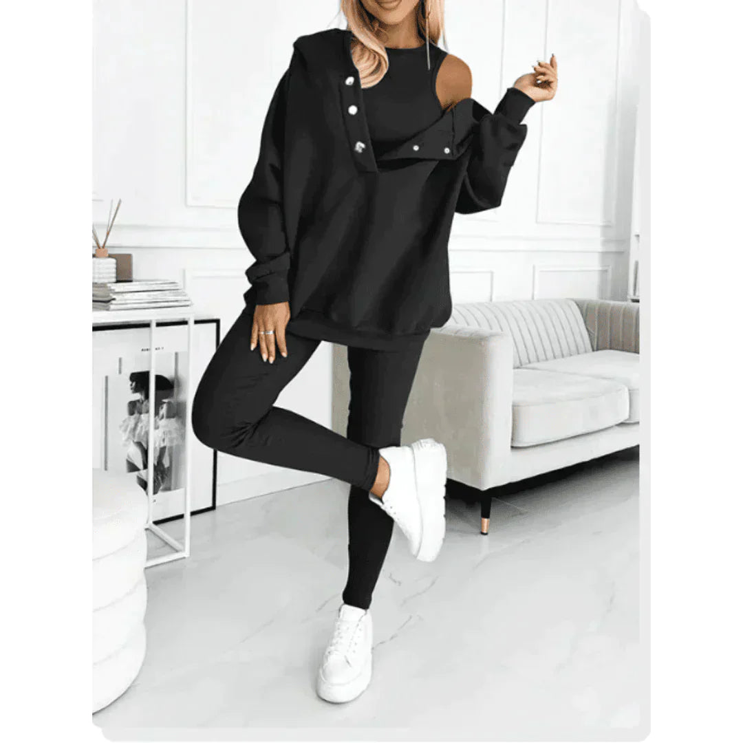 Conjunto de invierno de tres piezas de moda para mujer