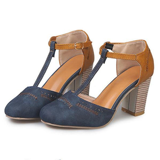 Tacones con tira al tobillo estilo vintage para mujer