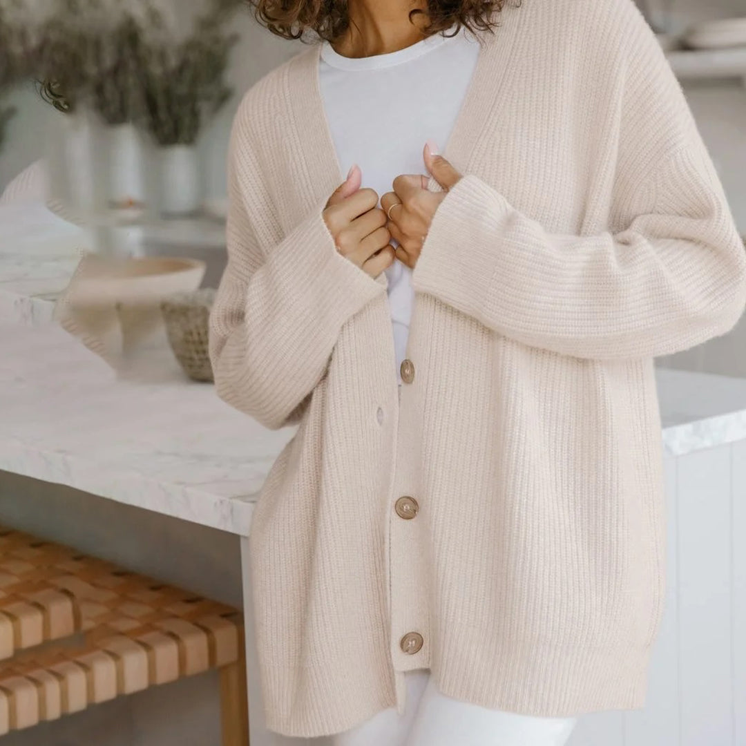 Cárdigan de invierno cómodo de manga larga y corte holgado para mujer