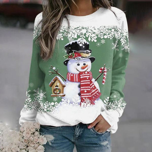 Suéter Gráfico de Muñeco de Nieve para Mujer, Invierno