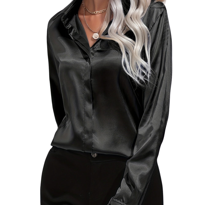 Women’s Button Down Long Sleeve Satin Blouses