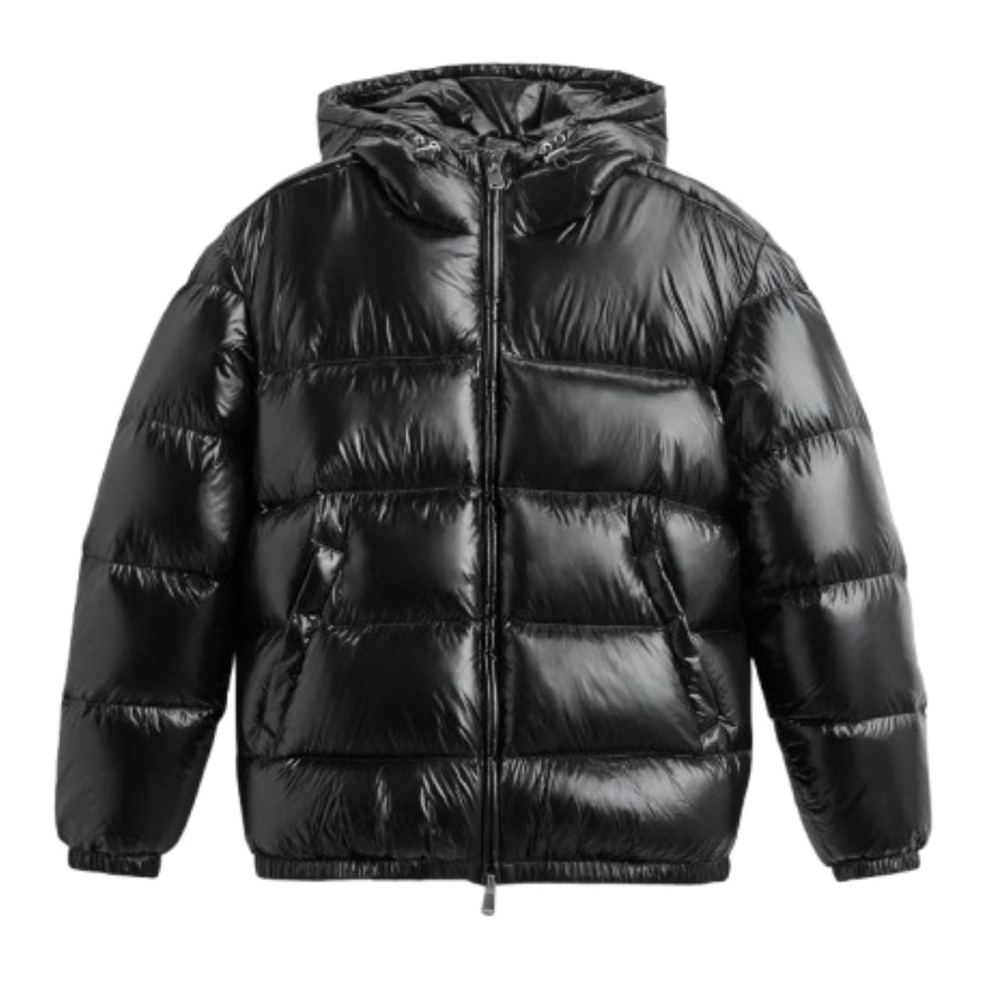 Men’s Shiny Hooded Quilted Jacket