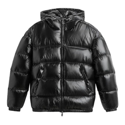 Men’s Shiny Hooded Quilted Jacket