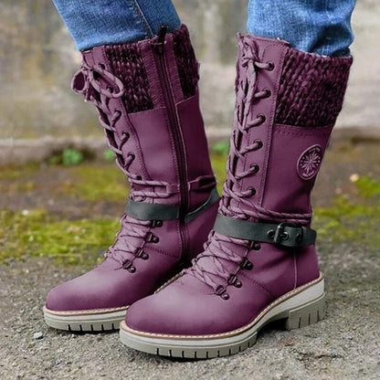 Women’s Lace-Up Winter Boots with Knit Cuff
