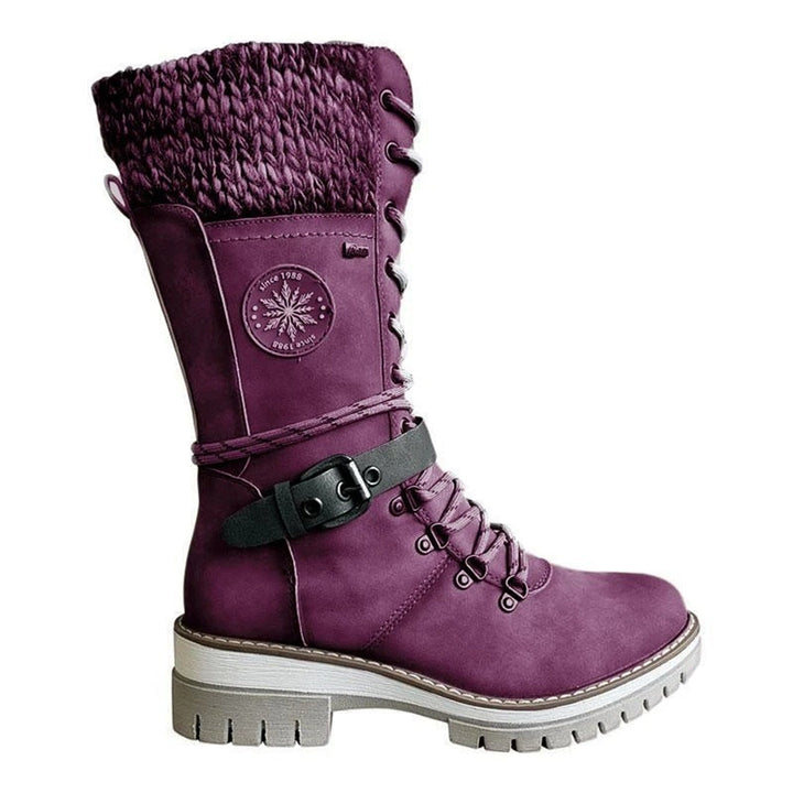 Botas de invierno de mujer con cordones y puño de punto