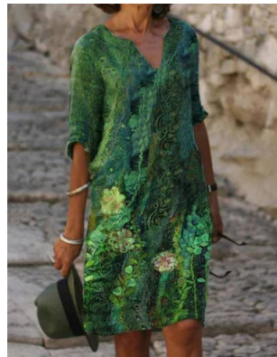 Women’s Floral V-Neck Midi Dress