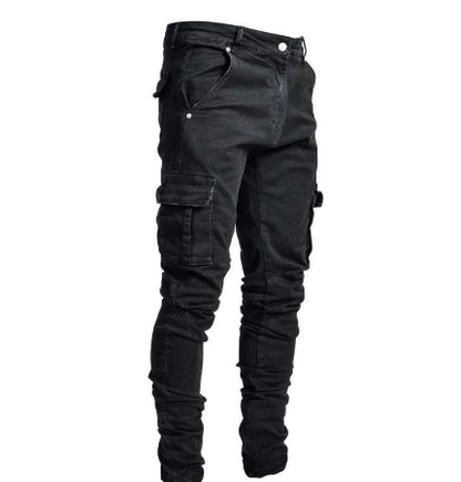 Pantalones cargo de hombre ajustados con múltiples bolsillos