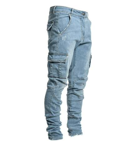 Pantalones cargo de hombre ajustados con múltiples bolsillos