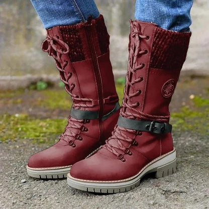 Women’s Lace-Up Winter Boots with Knit Cuff