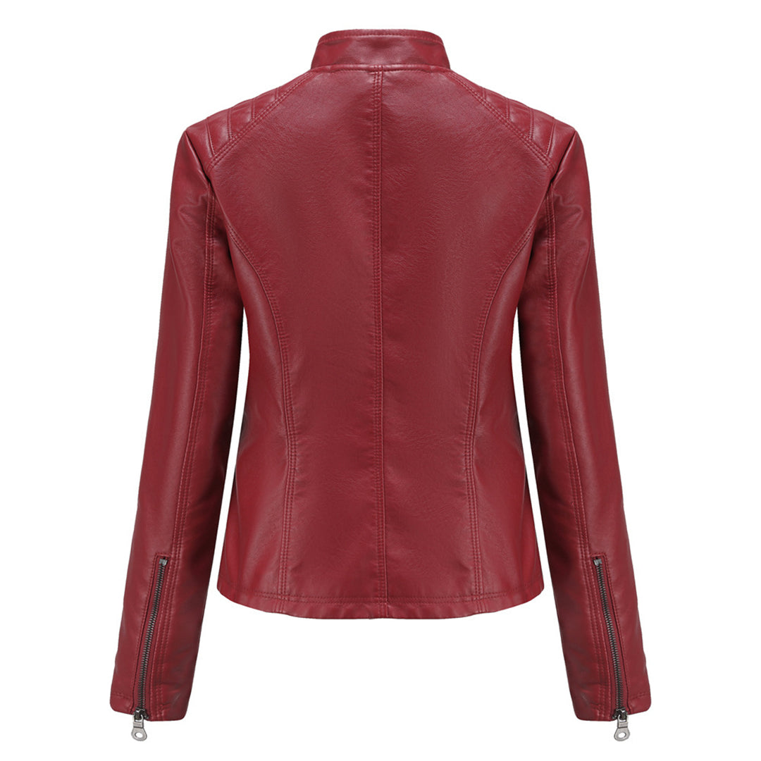 Chaqueta motera clásica con cremallera para mujer