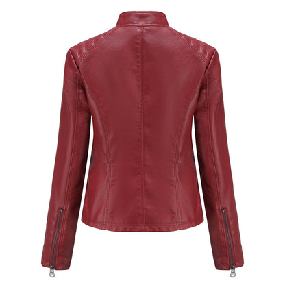 Chaqueta motera clásica con cremallera para mujer