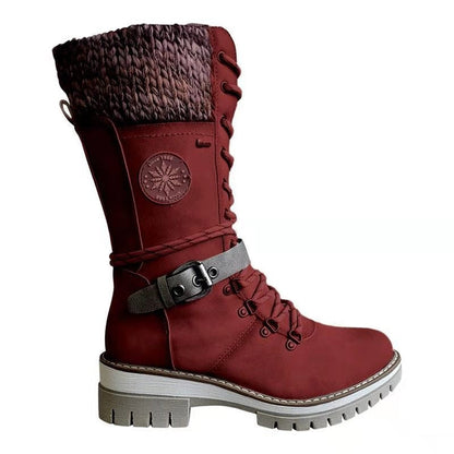 Women’s Lace-Up Winter Boots with Knit Cuff