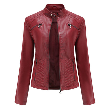 Chaqueta motera clásica con cremallera para mujer