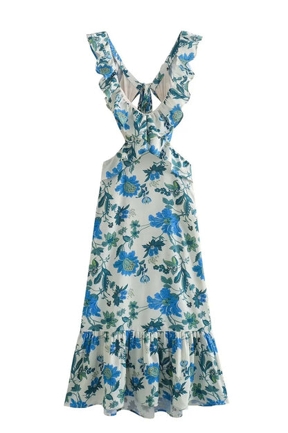 Floral Elegant Ruffle Maxi Dress