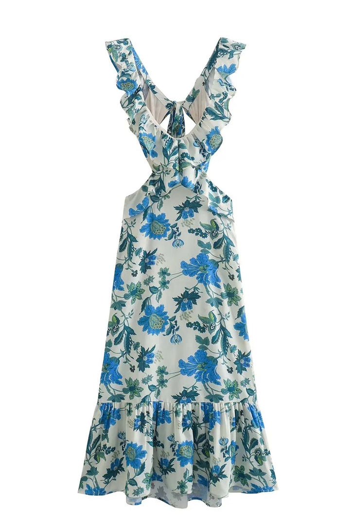 Floral Elegant Ruffle Maxi Dress