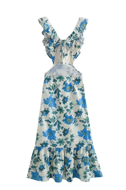 Floral Elegant Ruffle Maxi Dress
