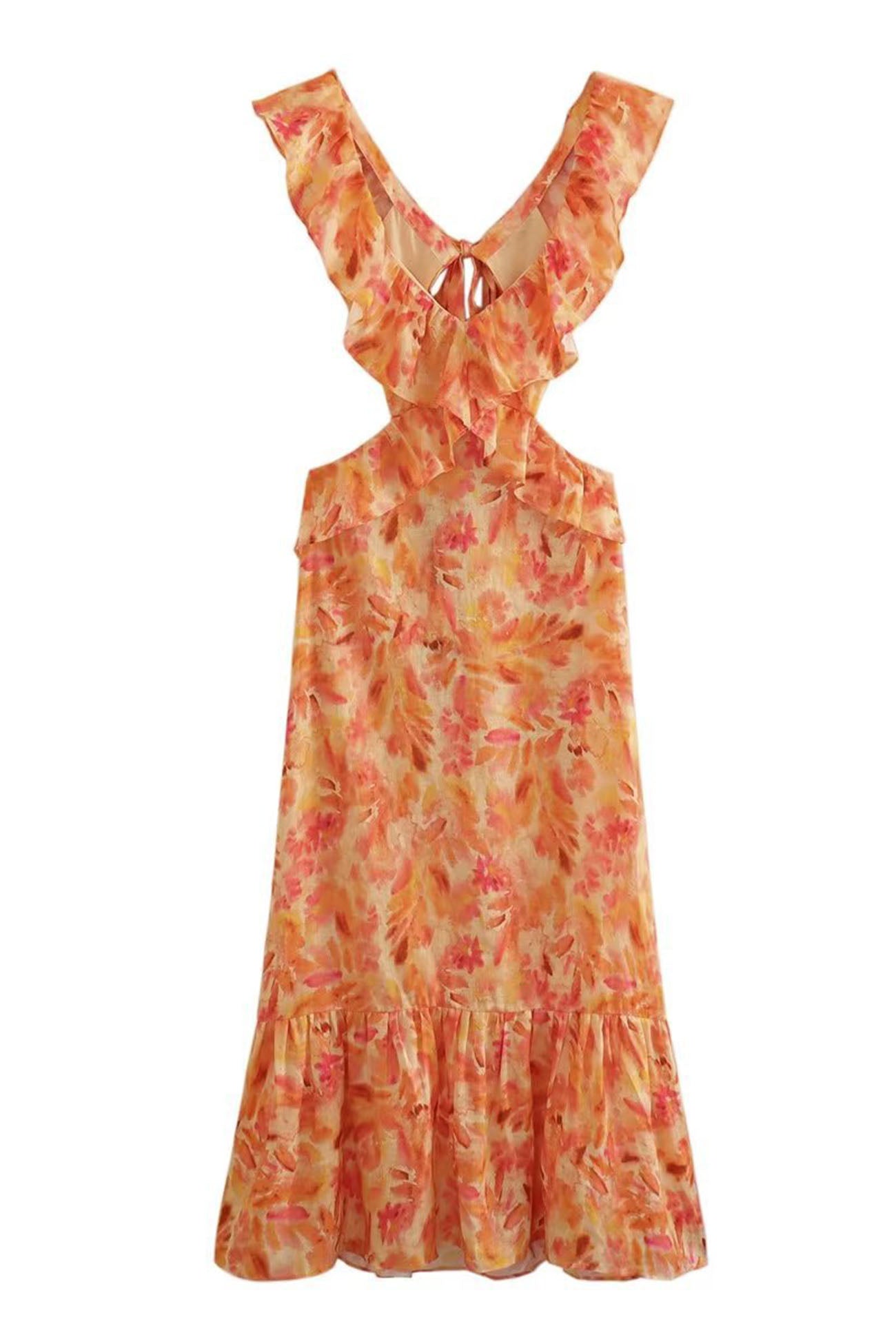 Floral Elegant Ruffle Maxi Dress