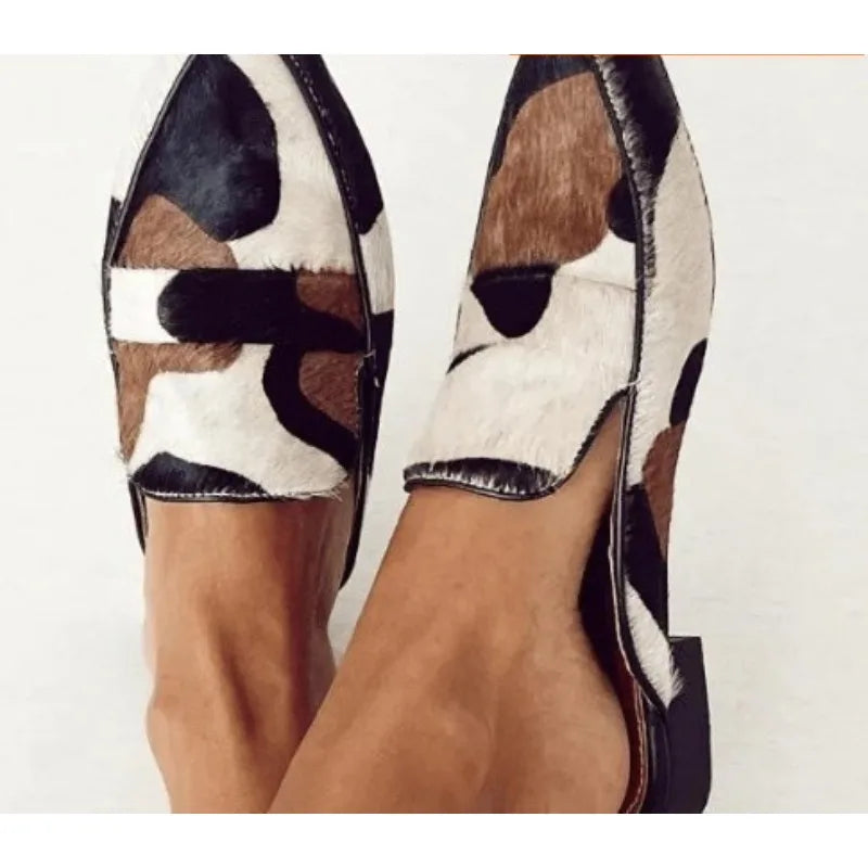 Marie - Mocasines ortopédicos con estampado de vaca