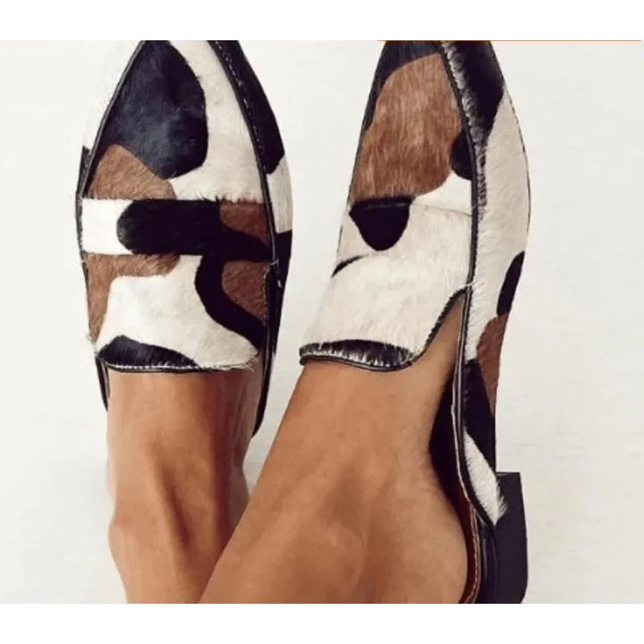 Marie - Mocasines ortopédicos con estampado de vaca