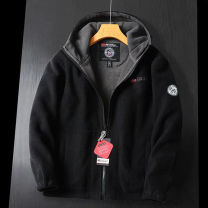 Chaqueta polar con capucha cálida para hombre