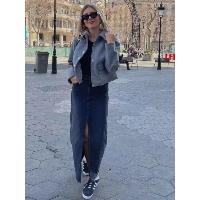 Women’s Chic Button Front Short Jacket