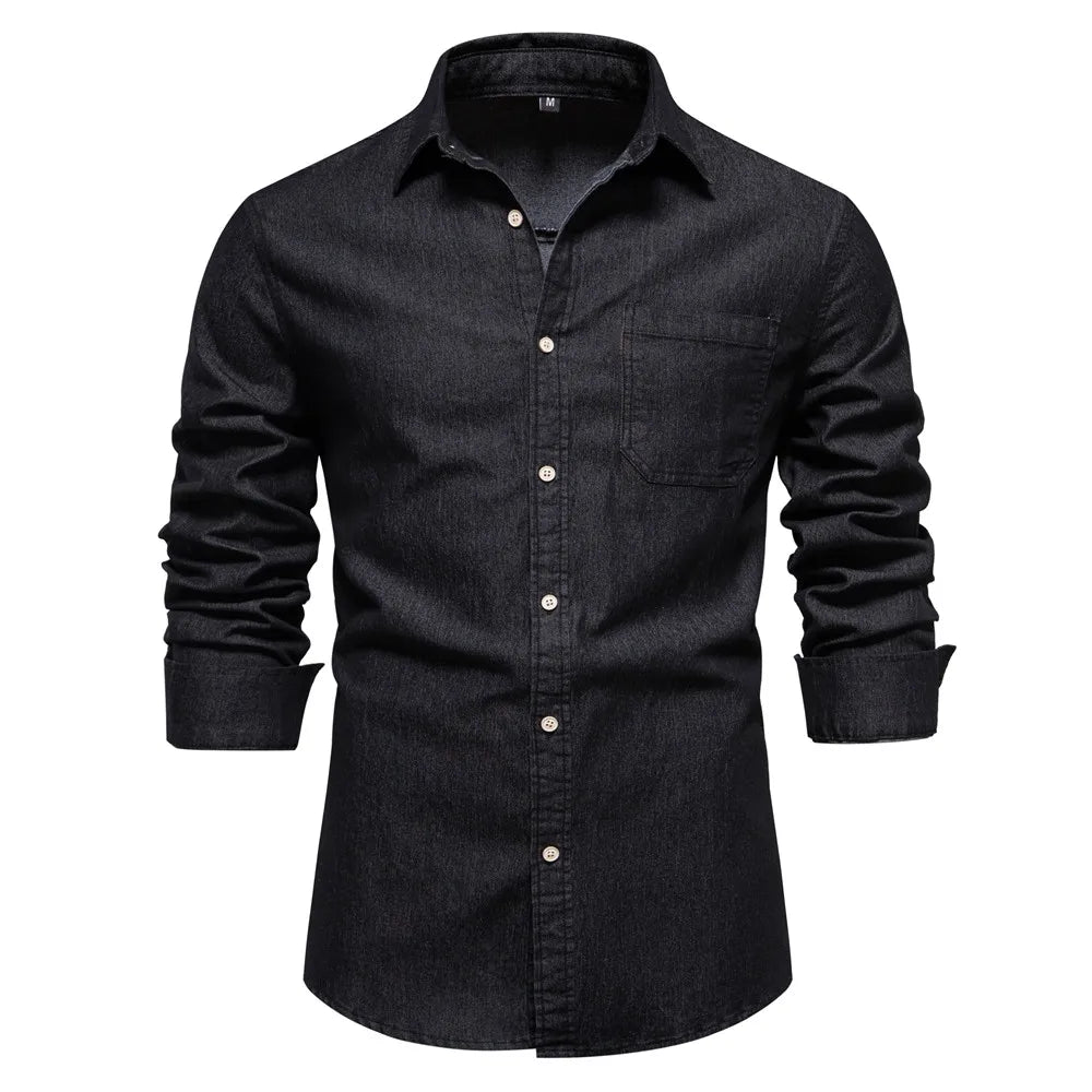 Men’s Light Blue Denim Button-Up Shirt