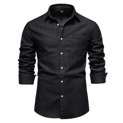 Men’s Light Blue Denim Button-Up Shirt