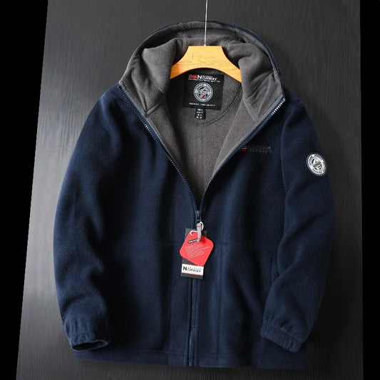 Chaqueta polar con capucha cálida para hombre