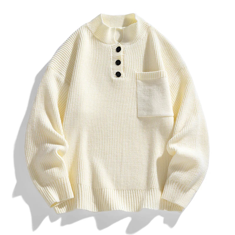 Suéter de punto con botones de invierno para hombre