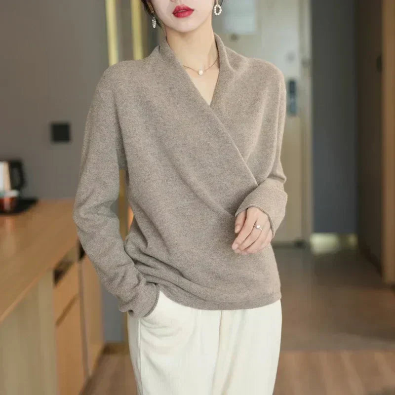 Women’s Spring Wrap Neck Knit Top