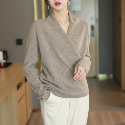 Women’s Spring Wrap Neck Knit Top