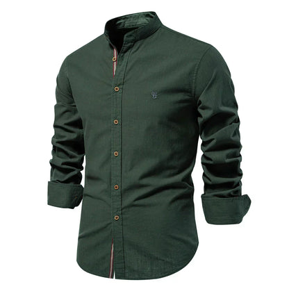 Mandarin Collar Long Sleeve Shirt