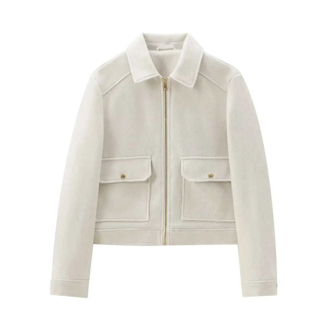 Women’s Zippered Wool Bomber Jacket