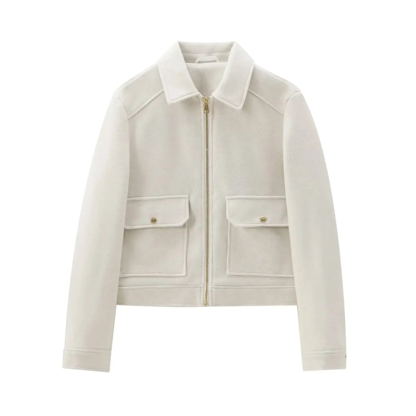 Women’s Zippered Wool Bomber Jacket