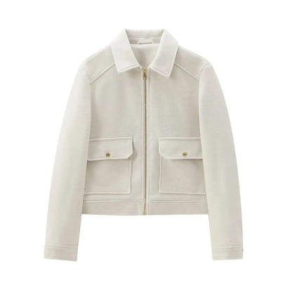 Women’s Zippered Wool Bomber Jacket