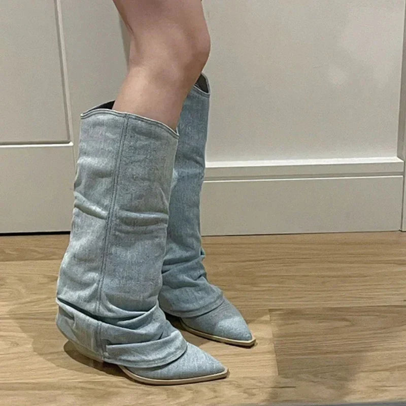 Botas vaqueras de caña alta para mujer