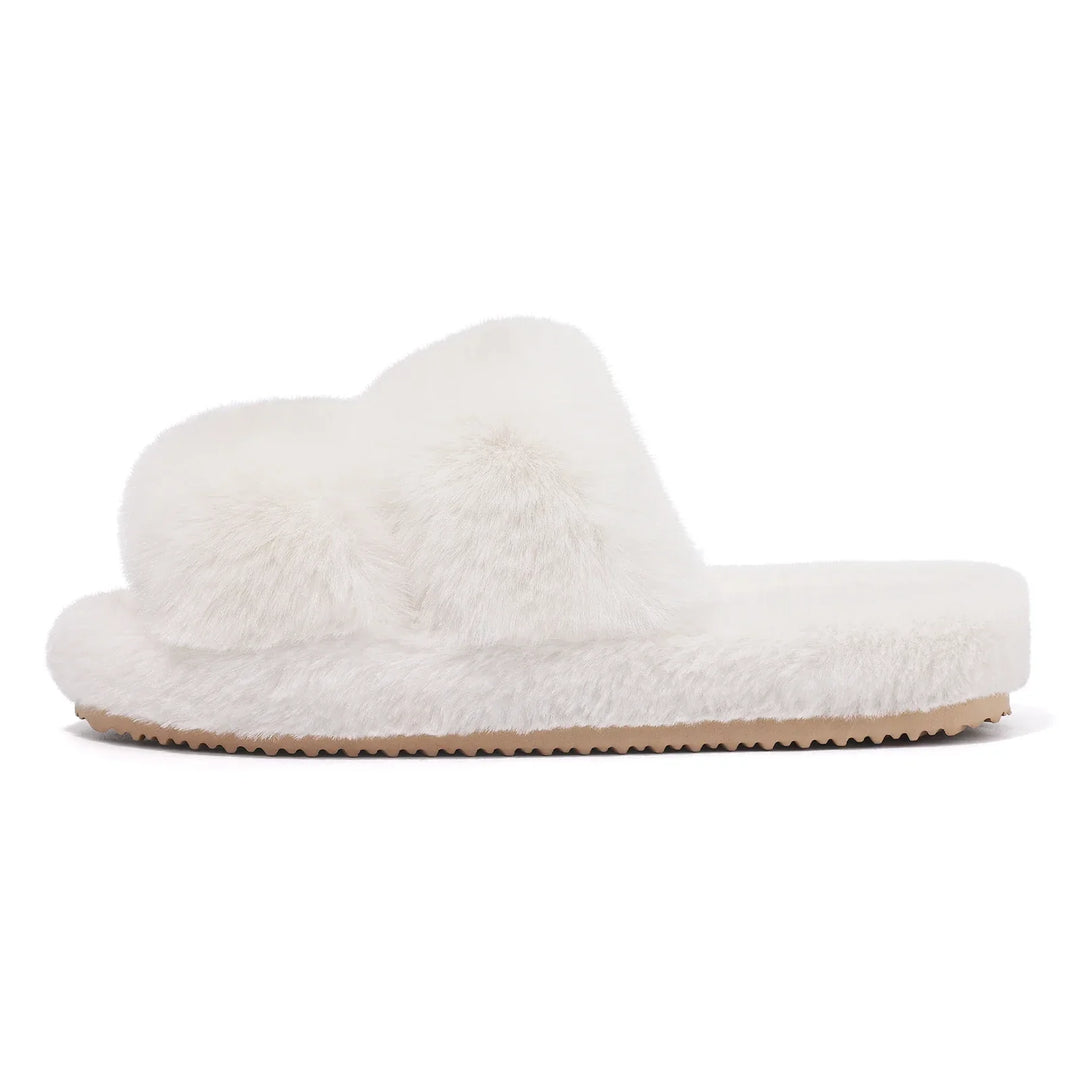 Pantuflas tipo sandalia de piel sintética cómodas para mujer
