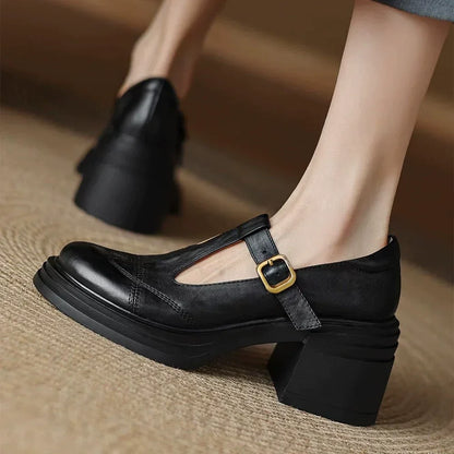 Classic Women’s Leather T-Strap Shoes